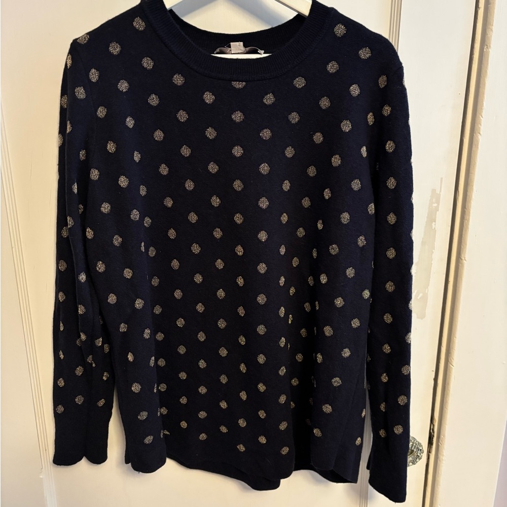 LOFT Navy Blue Sweater with Gold Accents
